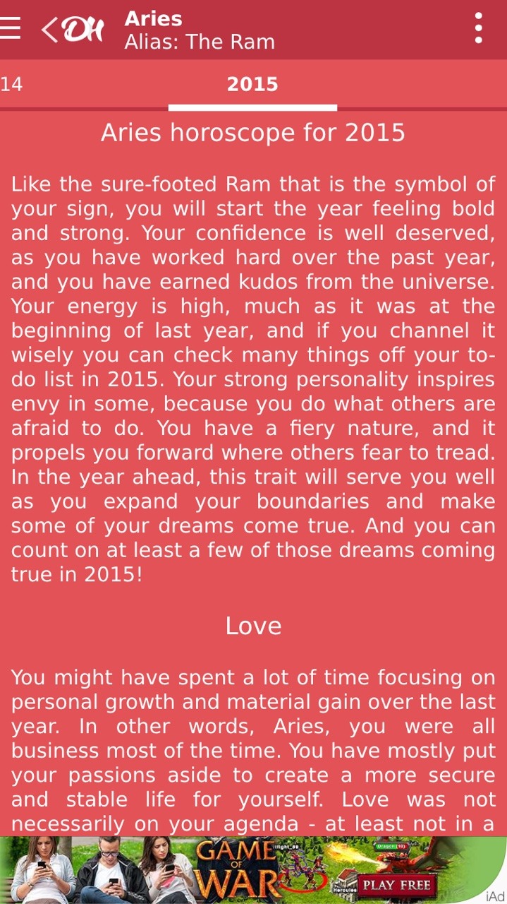 Aries 2015 year horoscope For Daddy :-)