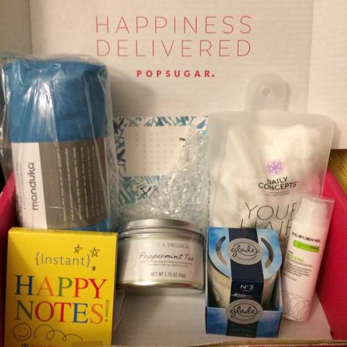 January #popsugarmusthave box. I love the happy notes but I can’t figure out the hair wrap tow