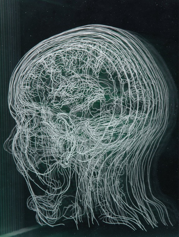 showslow:  Layered MRI Self-Portraits Engraved in Glass Sheets by Angela Palmer