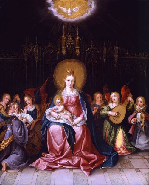 dutch-and-flemish-painters:Cornelis de Baellieur - Virgin and Child Enthroned - oil on copper, Heigh