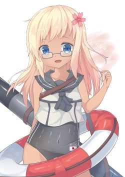 kantai collection l4no-shiro megane ro-500 school swimsuit swimsuits tan lines | #317384 | yande.re