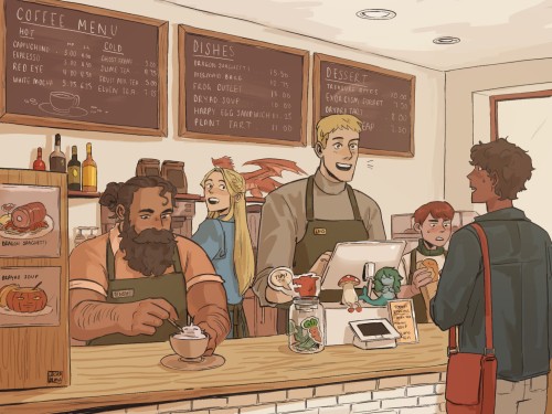 Dungeon Meshi Cafe Au! The Cafe Is Monster Themed And Senshi Helps Out With The Menu After The Cafe Almost
