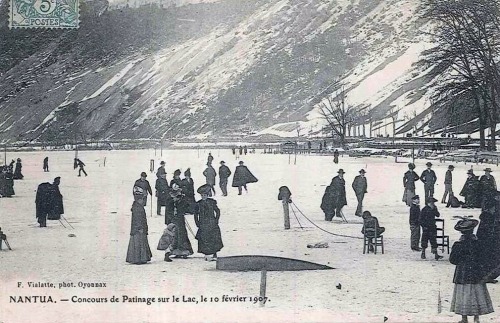 Nantua, Ain - Concours de patinage sur le lac, le 10 février 1907.