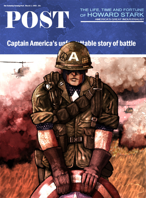 Here is my second Captain America magazine cover. I much prefer the idea of Steve Rogers being thawe