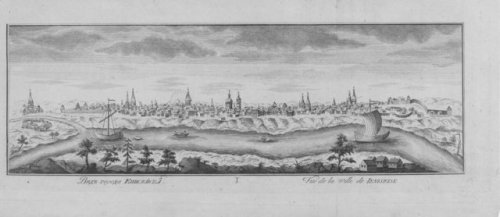 View of Yeniseysk (Siberia, c. 1735) by Johann Wilhelm Lürsenius. Yeniseysk was founded in 1619 as a