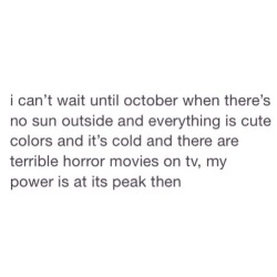 catiebriehart:  My favorite time of the year. I feel it coming…… ~CATIE~  I love a lazy Sunday snuggled on the couch watching B horror flicks. If candles and candy corn are included, even better!! 