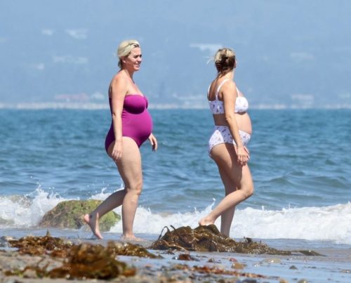 Heavily Pregnant Katy Perry Slips Into a Plum One-piece for a Swim in MalibuThe Roar singer Katy Per