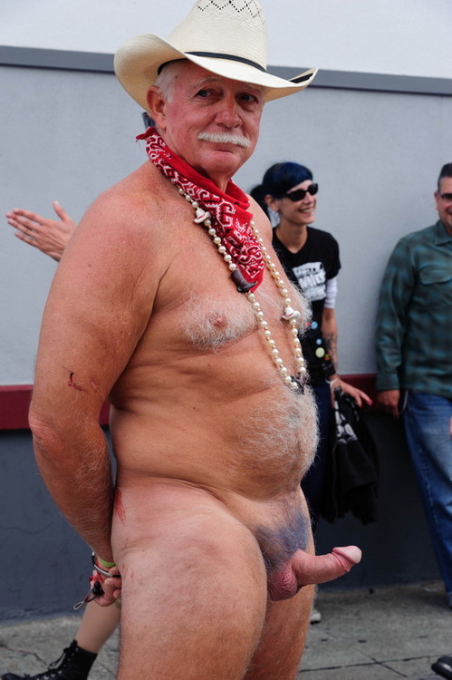 erectnudists:  Erect nudist in public   A nice nudist erection at Folsom Street Fair
