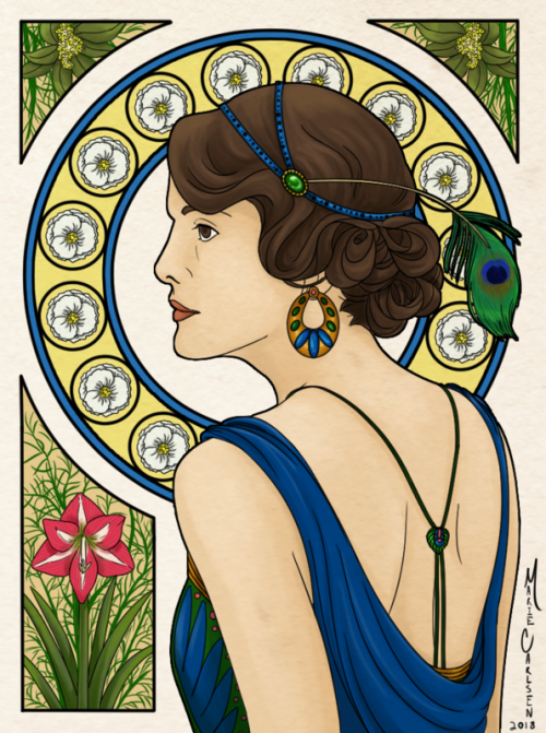 bitletsanddrabbles: Several months ago it occurred to me that what I really wanted for my birthday was Awesome Art Nouveau Downton Art. And so I dropped a line to my absolutely awesome friend and former roomie who also happens to be a raving Mucha fan