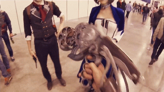 ver1sa:  Some gifs ^^ Me as Elizabeth  and QQ as Booker  Game: Bioshock Infinite