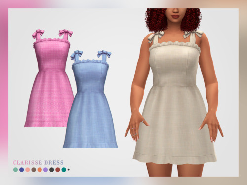 pixelette-cc:Clarisse DressNew mesh / EA mesh editBGCAll LODs30 swatches5k polysDisallowed for rando