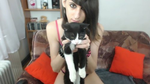 We got rid of Kitty :o He didnt gave much attenton to the camera he is  sleep walking xd Come join me on chaturbate  chaturbate.com/femmiecristine/  