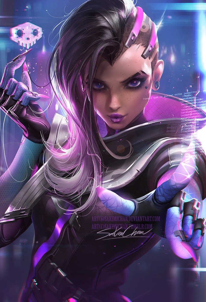 sakimichan: Boop, finally finished that Sombra piece from Overwatch ;w;the struggle