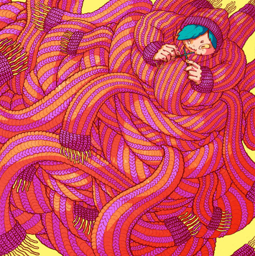 schoolofvisualarts: Knitting Girl by Joey Rex Cardenas (more here)