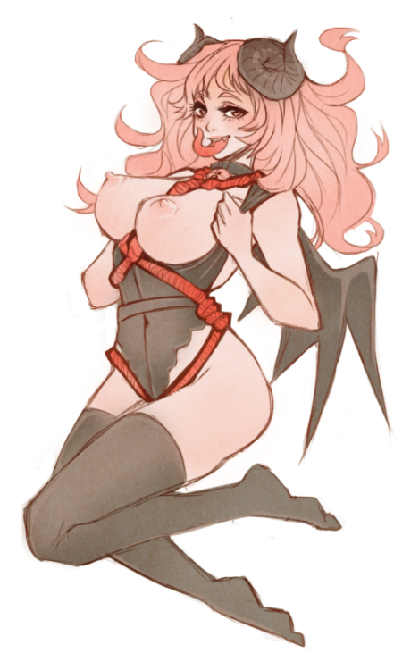 roriputain:  lolipie:  I actually finished my doodle of my succubus!! Ｏ(≧▽≦)Ｏ  ♡ Here’s the art-only blog I made for my nsfw doodles! ♡