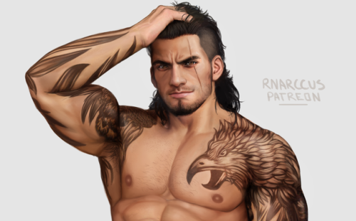 rnarccus:    New picture going up on patreon today!  ŭ patrons get to submit characters they’d like me to draw and I use a randomizer to pick 2 per month to draw– Gladio was picked last month! (ū patrons get access to all the art regardless, if