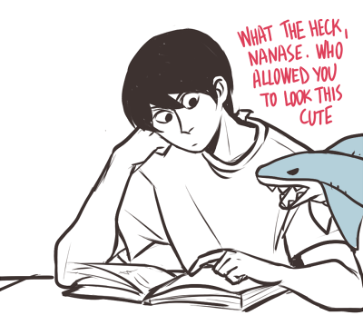 hexa-chrome:  rinharu week, day 5: official works a silly thing based on that one sleepover official art where rin pesters haru with a shark puppet 