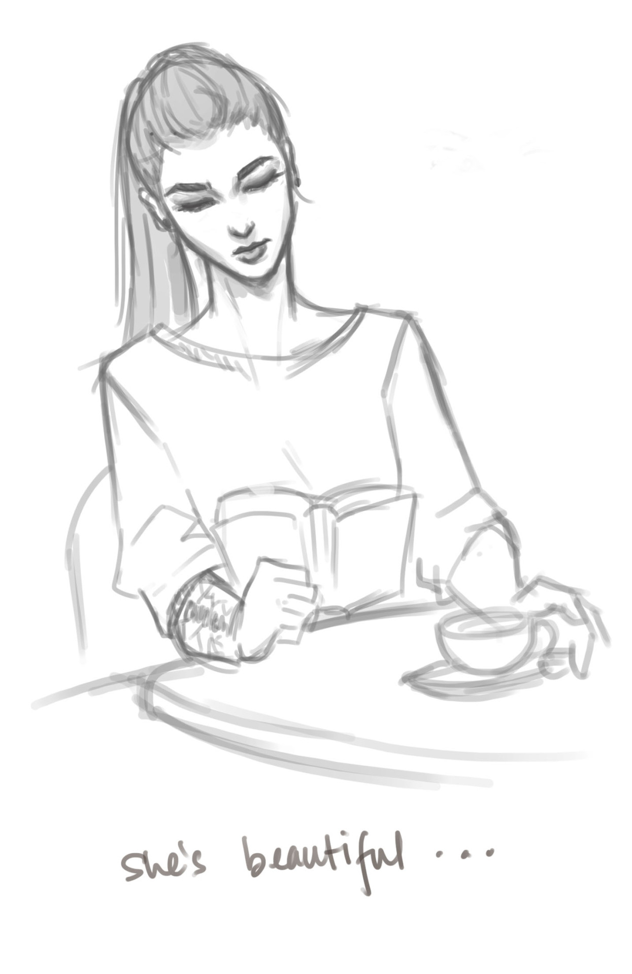 u-so-silly: Mercymaker - at a .. coffee shop?  Mercy gets caught staring at ms lacroix.