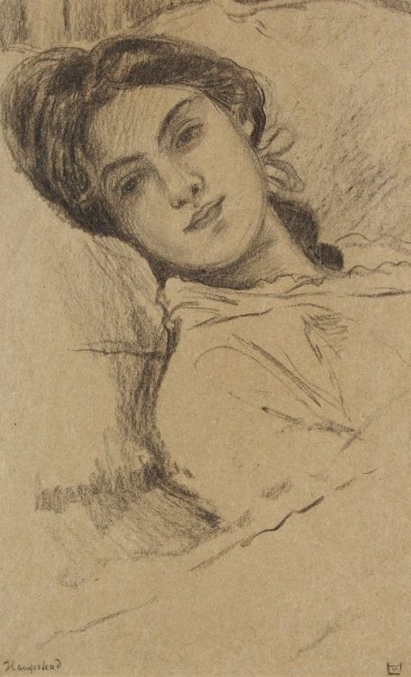 Portrait of a young, resting lady   -   Ludwig von Hofmann 1910-12German   1861-