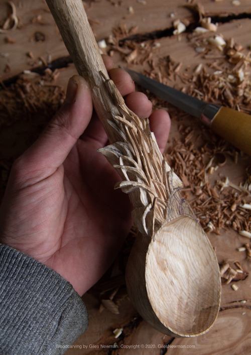 The Barn Owl Spoon (2018) - SoldCarved in English Oak by axe and knife.This spoon was inspired by a 