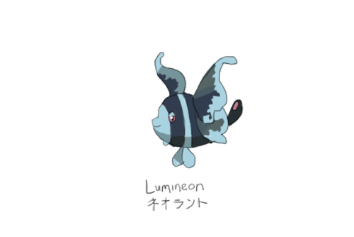 Drew Pokemon With My Left Hand, Lumineon, Photoshop.
