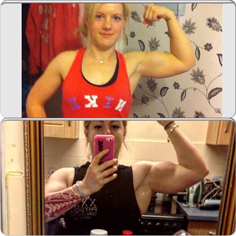 bigbicepsgirls:  A little transformationtuesday exactly 3yrs apart- weight difference