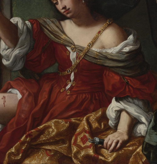 barcarole:Detail from Portia wounding her thigh, Elisabetta Sirani, 1664.