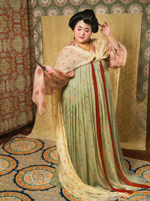 Traditional Chinese hanfu in Tang dynasty style | 齐胸襦裙qí xiōng rú qún (Chest-hi