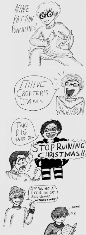 batset: Random doodles based on the 12 days of Christmas video - with additional Janus and Remus \o/