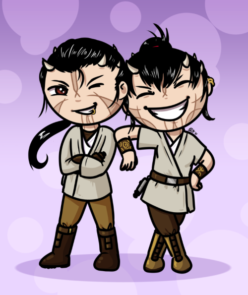 Commission for @lilith-iden starring her Jedi twins Kargan and Cardea! :D