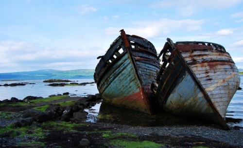 Abandoned fishing boats in Salen, Isle of Mull, Scotland 2017