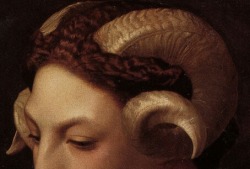 detailedart:  Detail of Head of a Woman with the Horns of a Ram (1853), by Jean Léon Gérôme. 