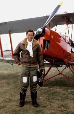 historicaltimes:  Prince Charles in front of a bi-plane, 1979 via reddit