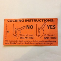 godfreyyouth:  theathletic:  All rifles come with cocking instructions. Mr. @ericspeakman found this in his new home. Remember you must re-cock to shoot again.  Guns: For those with trouble cocking.