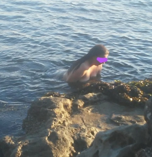 My beautiful wife &amp; goddess emerges from the sea at the beach last summer