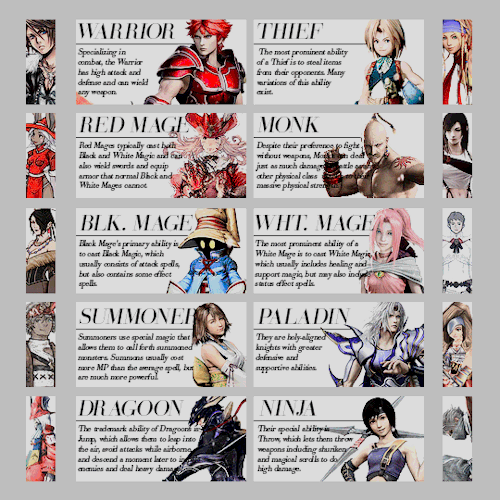 caerberus: FINAL FANTASY ALPHABET ;J ⇢ JOB SYSTEM