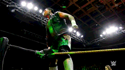 mith-gifs-wrestling:  Kassius Ohno seems unimpressed with Raul Mendoza’s flashy moonsault ring entrance.