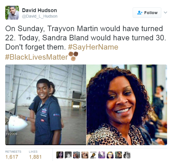 nevaehtyler:  Sandra Bland should be turning 30 years today. She was murdered a year