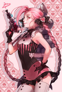 ippus:  LoL: Heartbuster Jinx by ippus  Finally something finished to post Q_Q”  Prints at: http://skullfairy.storenvy.com/  I have zero interest in League, but I like a lot of the art/fanart