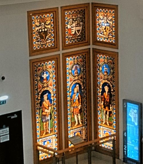 scotianostra:19th century Stained Glass Window from South Bantaskine House depicting  Lord George Mu