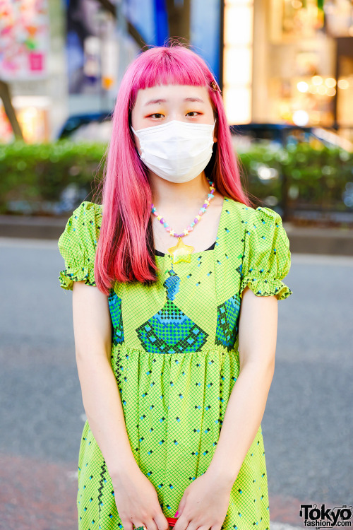 tokyo-fashion:18-year-old Japanese comic artist Poyo on the street in Harajuku wearing a digital pri