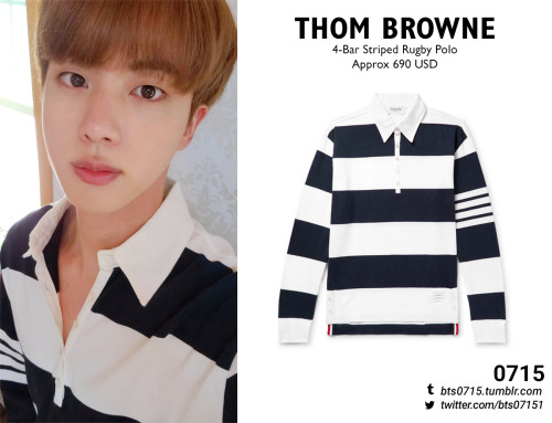 The polo white printed Thom Browne worn by Jin in the clip Lights BTS