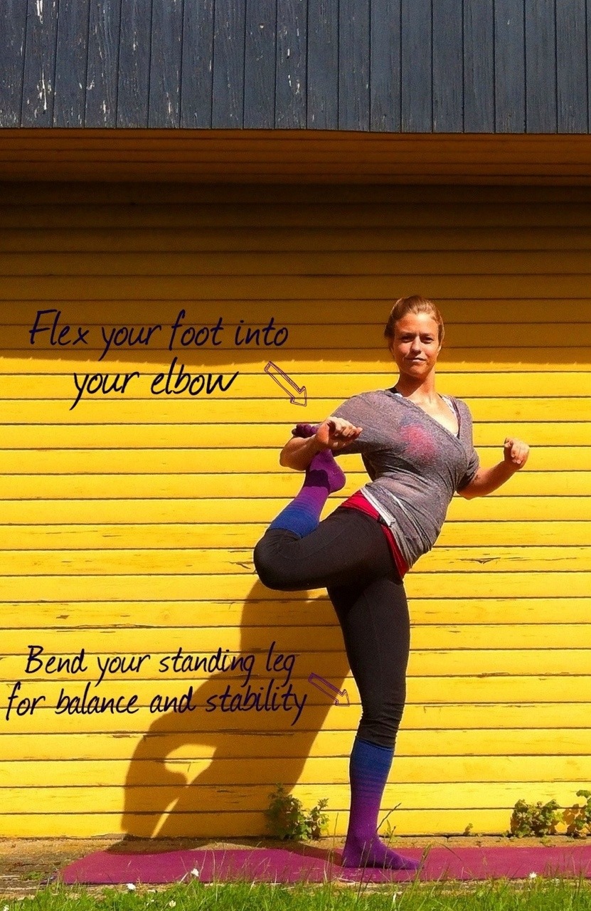 yogamimi:  Standing one-legged King pigeon pose! This pose is great for balance,