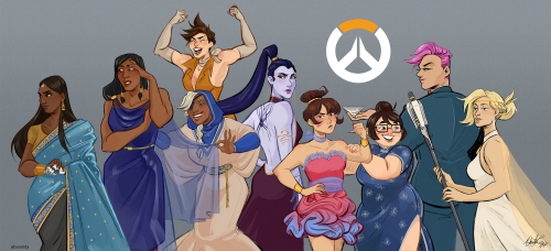 chocodi: My Overwatch Gala print! All the ladies in some lovely classy outfits. You can see them all