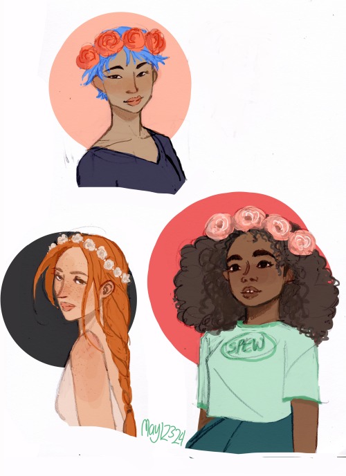 may12324: Tonks, Ginny and Hermione again, wearing flower crowns