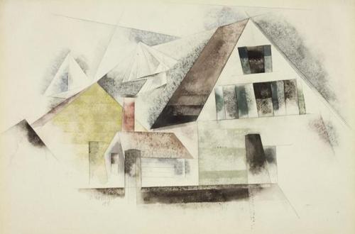 Charles Demuth (American, 1883-1935), Houses, 1918. Watercolor and graphite on paper.