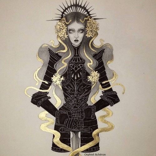 MEDUSA.XX.X.MMXVII.pencil, ink and gold.