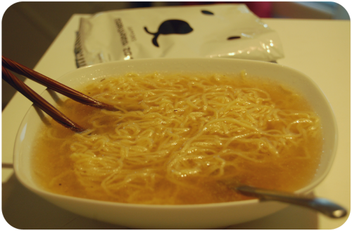narcissisticrocketship:  My friend Moe gave me from Japan Shirokuma noodle soup ! And guess wha