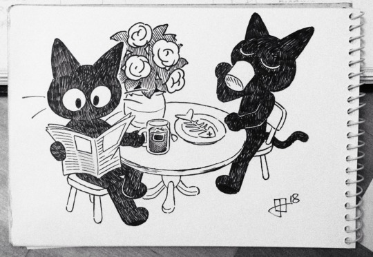 Porn photo joethejohnston:  Two black cats #inktober