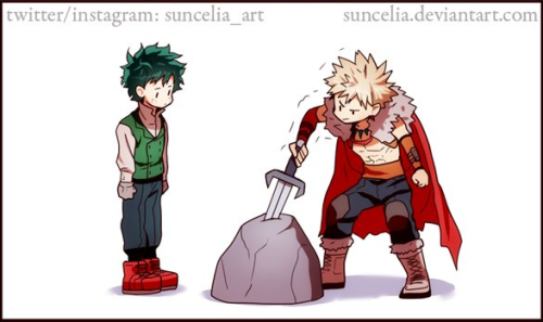 snug-roku: Kacchan, Deku and Excalibur